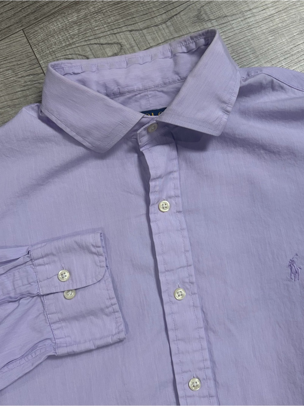 Polo Ralph Lauren Long Sleeve Button Dress Shirt Size 16.5x32-33 Lavender Pony